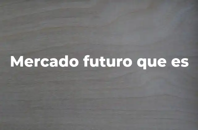Mercado Futuro que es