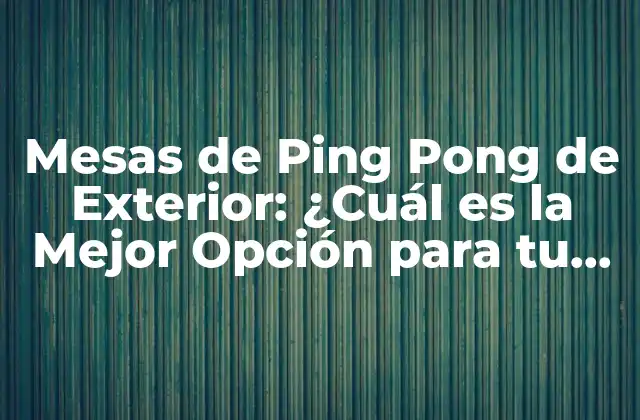 Mesas de Ping Pong de Exterior: ¿cuál es la Mejor Opción para Tu Jardín?