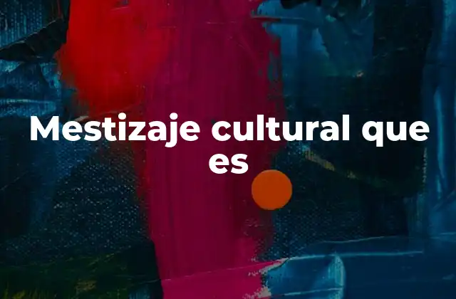 Mestizaje Cultural que es