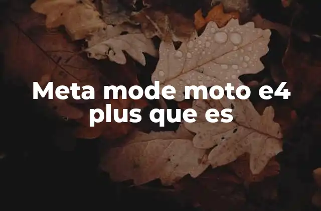 Meta Mode Moto E4 Plus que es