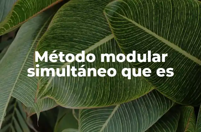 Método Modular Simultáneo que es 2 Ventajas del enfoque modular en sistemas complejos