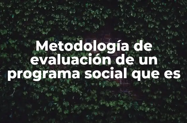 Metodología de Evaluación de un Programa Social que es