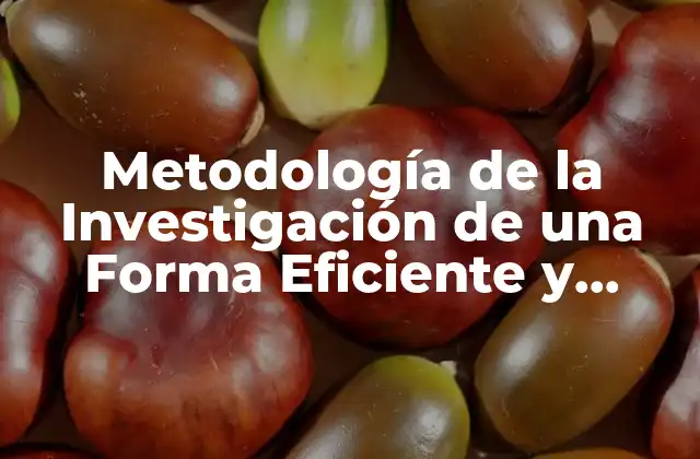 Metodología de la Investigación de una Forma Eficiente y Efectiva