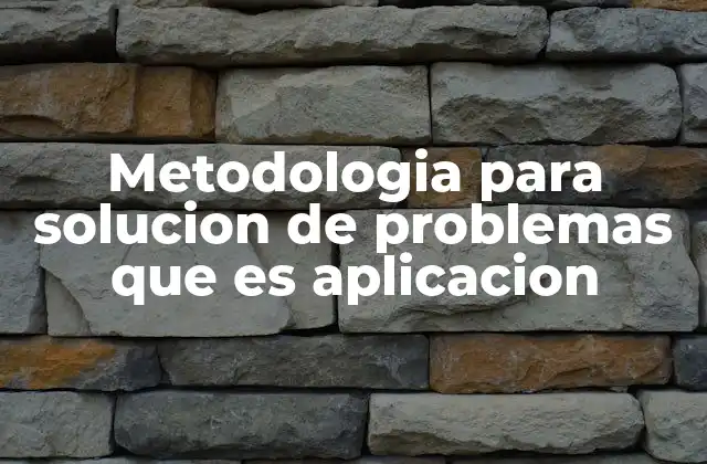 Metodologia para Solucion de Problemas que es Aplicacion