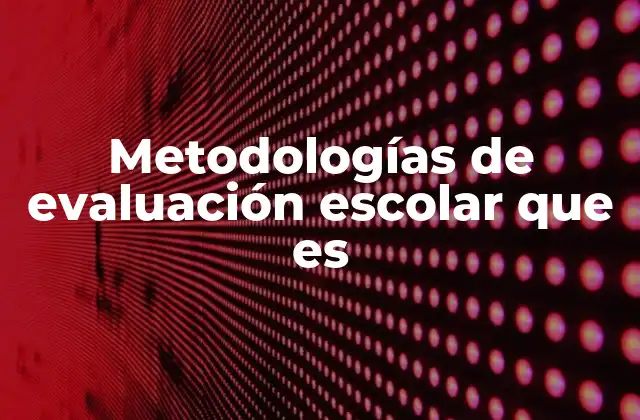 Metodologías de Evaluación Escolar que es