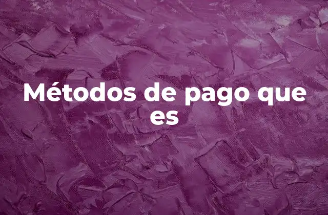 Métodos de Pago que es