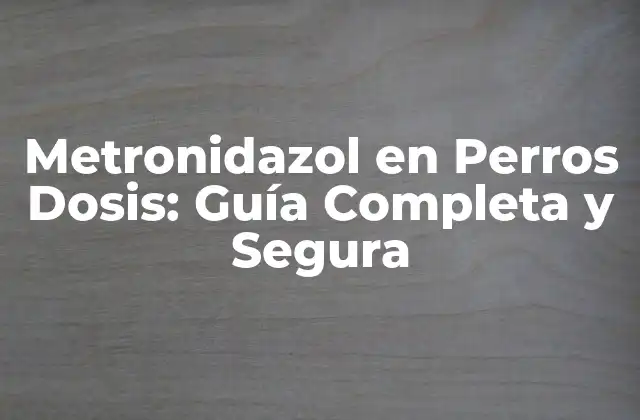 Metronidazol en Perros Dosis: Guía Completa y Segura