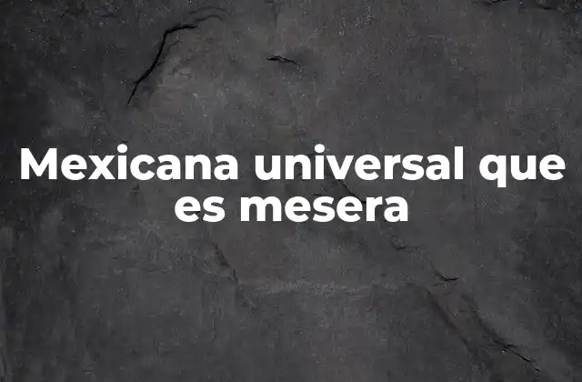 Mexicana Universal que es Mesera