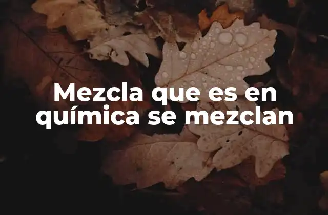 Mezcla que es en Química Se Mezclan