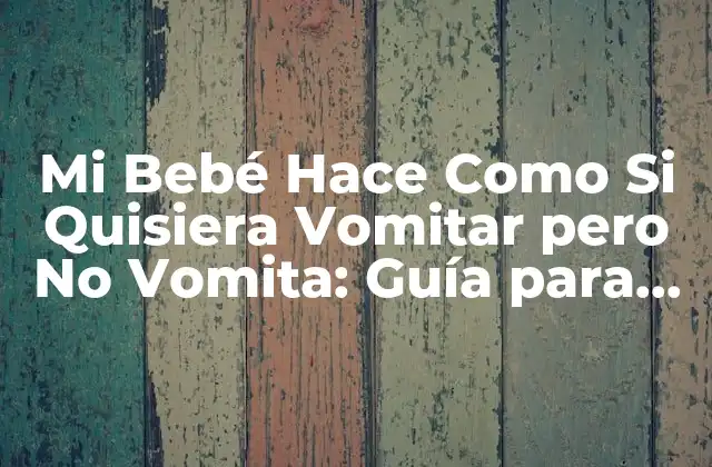 Mi Bebé Hace como Si Quisiera Vomitar pero No Vomita: Guía para Padres Preocupados