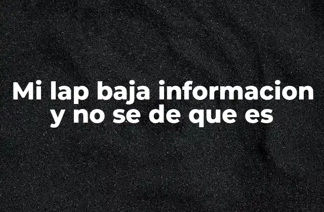 Mi Lap Baja Informacion y No Se de que es