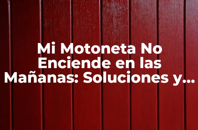 Mi Motoneta No Enciende en las Mañanas: Soluciones y Consejos