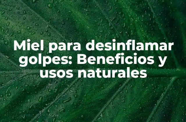 Miel para Desinflamar Golpes: Beneficios y Usos Naturales