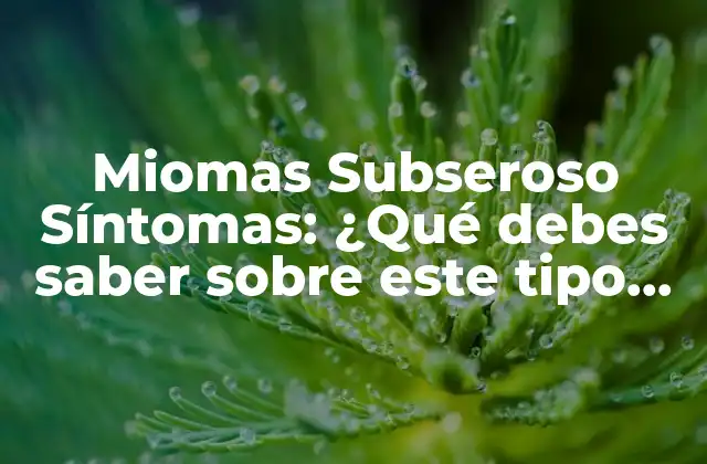Miomas Subseroso Síntomas: ¿qué Debes Saber sobre Este Tipo de Miomas Uterinos?