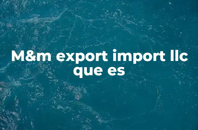 M&m Export Import Llc que es