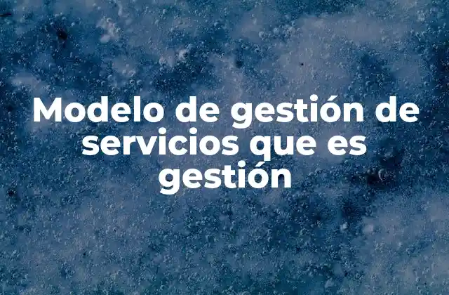 Modelo de Gestión de Servicios que es Gestión