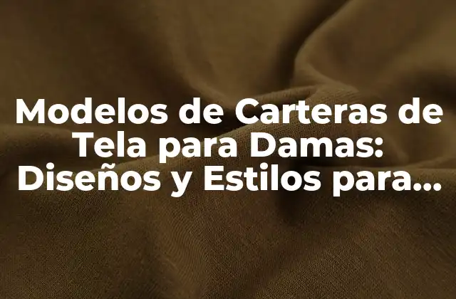 Modelos de Carteras de Tela para Damas: Diseños y Estilos para Todas