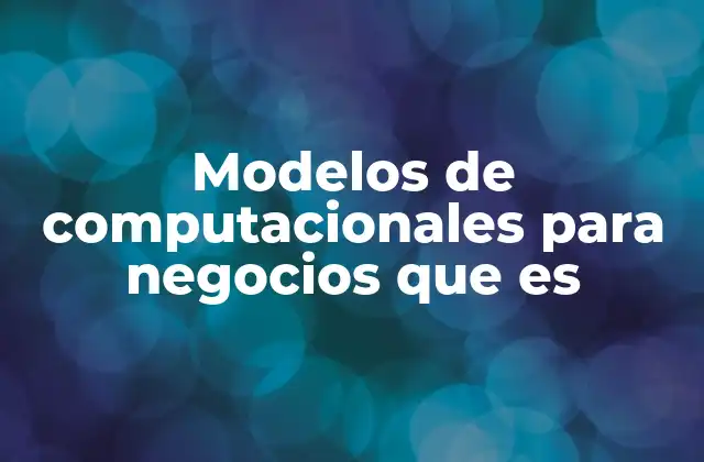 Modelos de Computacionales para Negocios que es