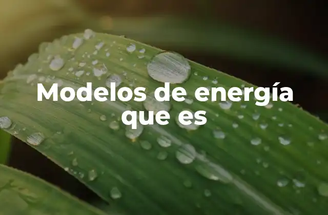 Modelos de Energía que es