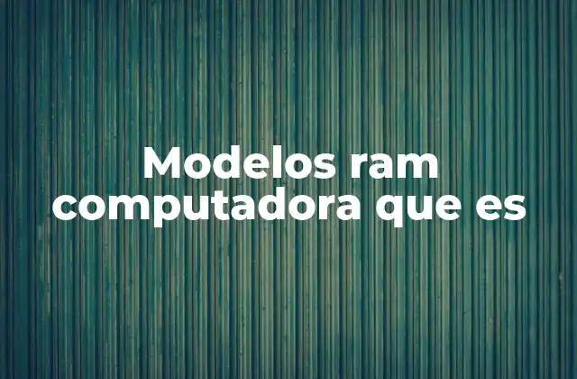 Modelos Ram Computadora que es