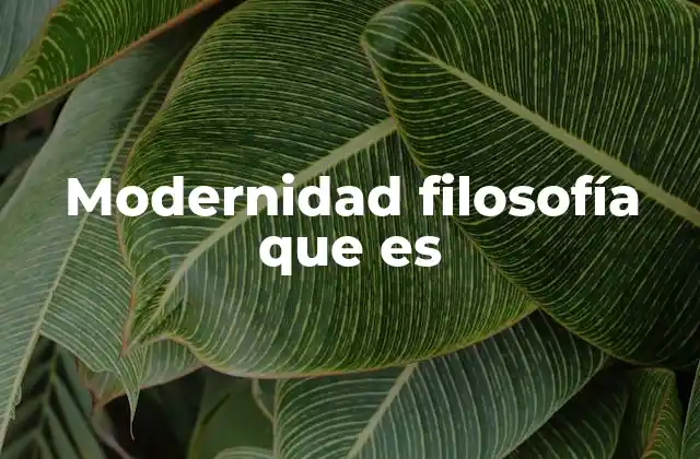 Modernidad Filosofía que es