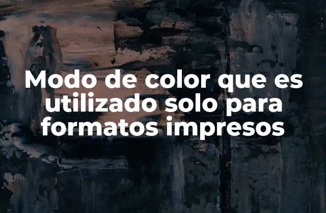 Modo de Color que es Utilizado Solo para Formatos Impresos