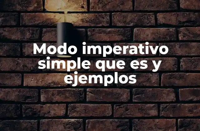Modo Imperativo Simple que es y Ejemplos