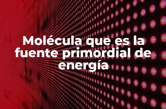 Molécula que es la Fuente Primordial de Energía