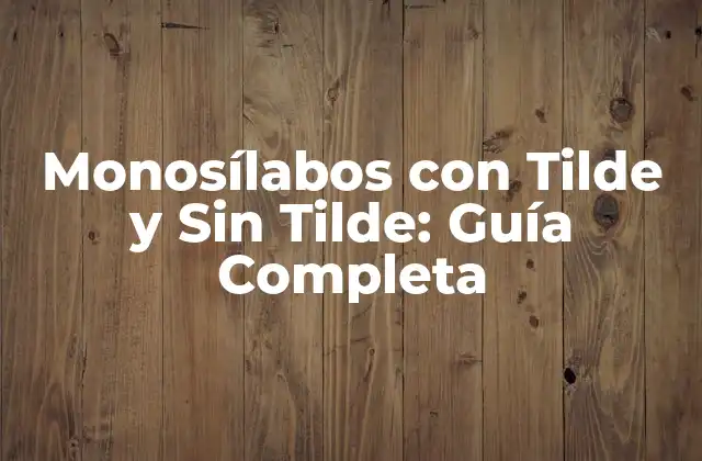 Monosílabos con Tilde y sin Tilde: Guía Completa