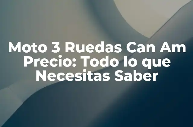 Moto 3 Ruedas Can Am Precio: Todo Lo que Necesitas Saber