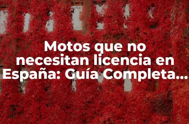 Motos que No Necesitan Licencia en España: Guía Completa para Principiantes