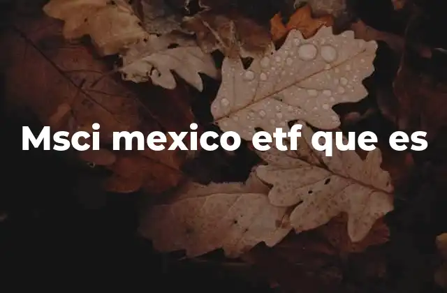 Msci Mexico Etf que es