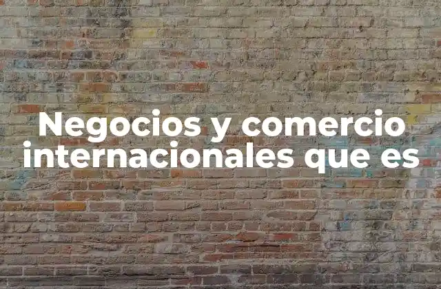 Negocios y Comercio Internacionales que es