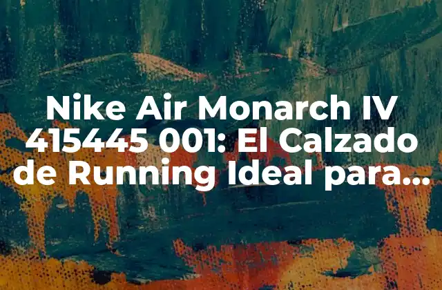 Nike Air Monarch Iv 415445 001: el Calzado de Running Ideal para Principiantes
