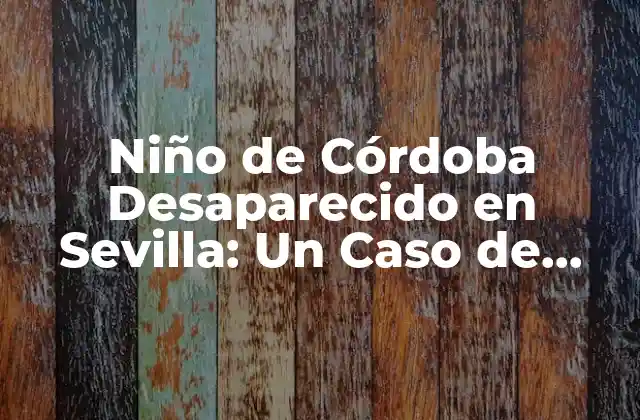 Niño de Córdoba Desaparecido en Sevilla: un Caso de Perdición