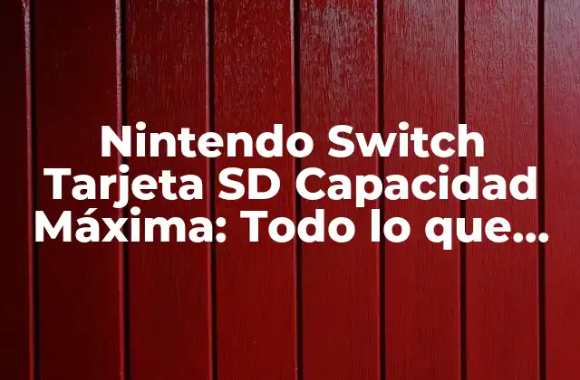 Nintendo Switch Tarjeta Sd Capacidad Máxima: Todo Lo que Necesitas Saber