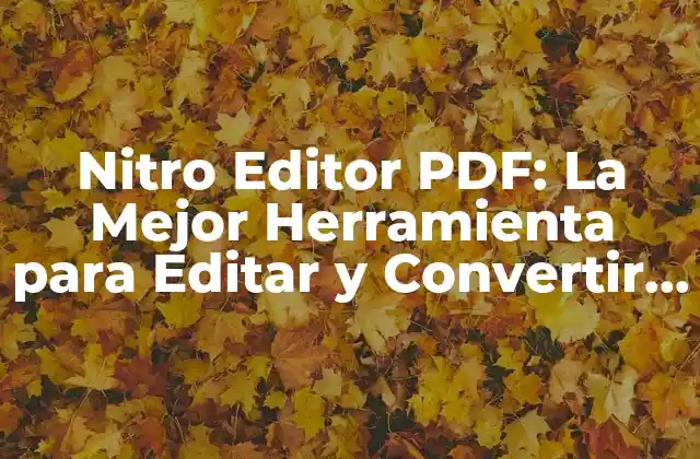 Nitro Editor Pdf: la Mejor Herramienta para Editar y Convertir Archivos Pdf