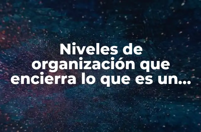 Niveles de Organización que Encierra Lo que es un Ecosistema