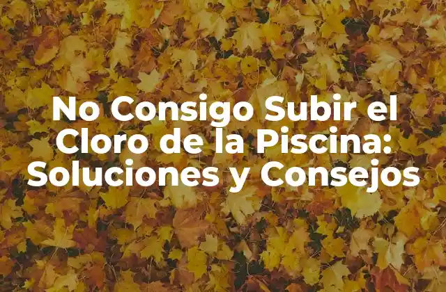 No Consigo Subir el Cloro de la Piscina: Soluciones y Consejos