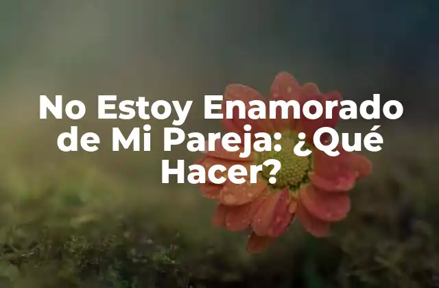 No Estoy Enamorado de Mi Pareja: ¿qué Hacer?