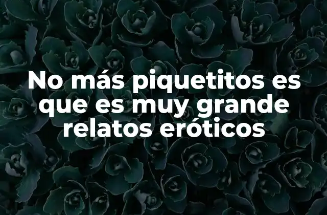 No Más Piquetitos es que es Muy Grande Relatos Eróticos