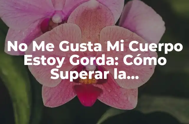 No Me Gusta Mi Cuerpo Estoy Gorda: Cómo Superar la Insatisfacción Corporal