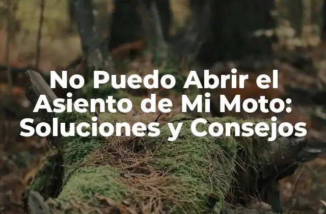 No Puedo Abrir el Asiento de Mi Moto: Soluciones y Consejos