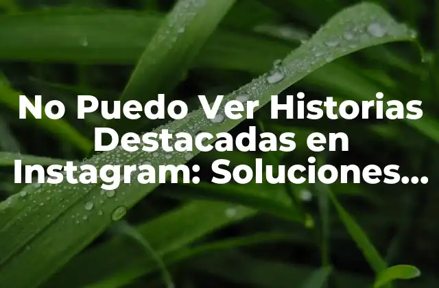 No Puedo Ver Historias Destacadas en Instagram: Soluciones y Causas