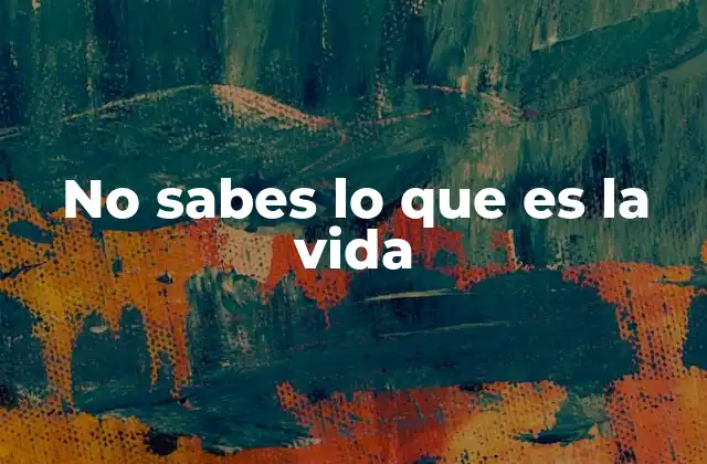 No Sabes Lo que es la Vida