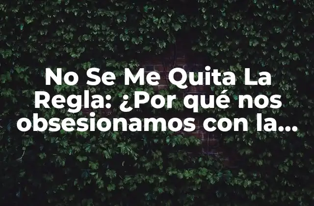 No Se Me Quita la Regla: ¿por Qué Nos Obsesionamos con la Perfección?