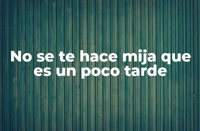No Se Te Hace Mija que es un Poco Tarde 2 El contexto familiar en el uso de expresiones de horario