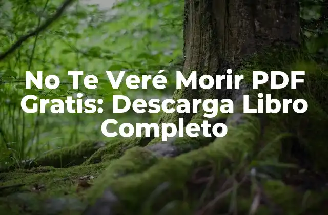 No Te Veré Morir Pdf Gratis: Descarga Libro Completo