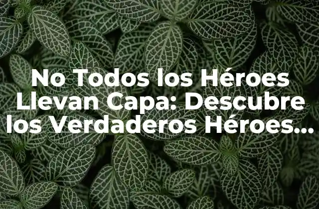 No Todos los Héroes Llevan Capa: Descubre los Verdaderos Héroes entre Nosotros