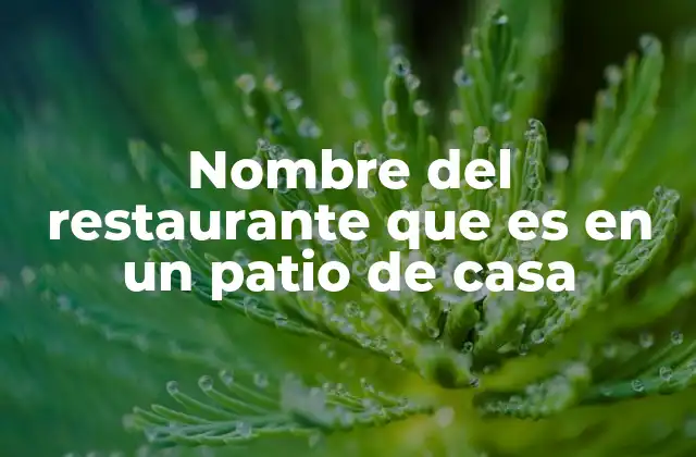 Nombre Del Restaurante que es en un Patio de Casa